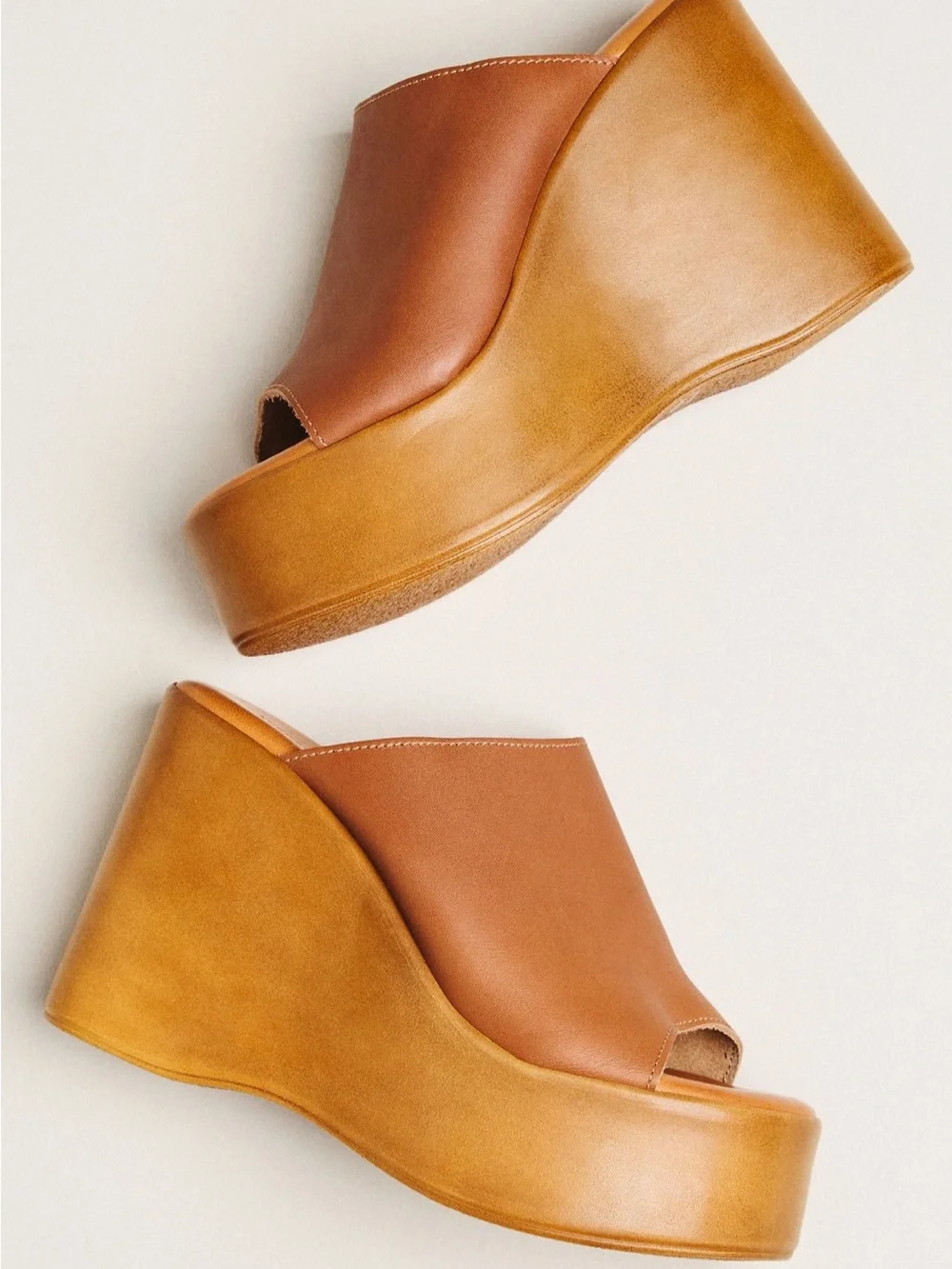 Anthropologie Wooden Platform Wedge Sandals